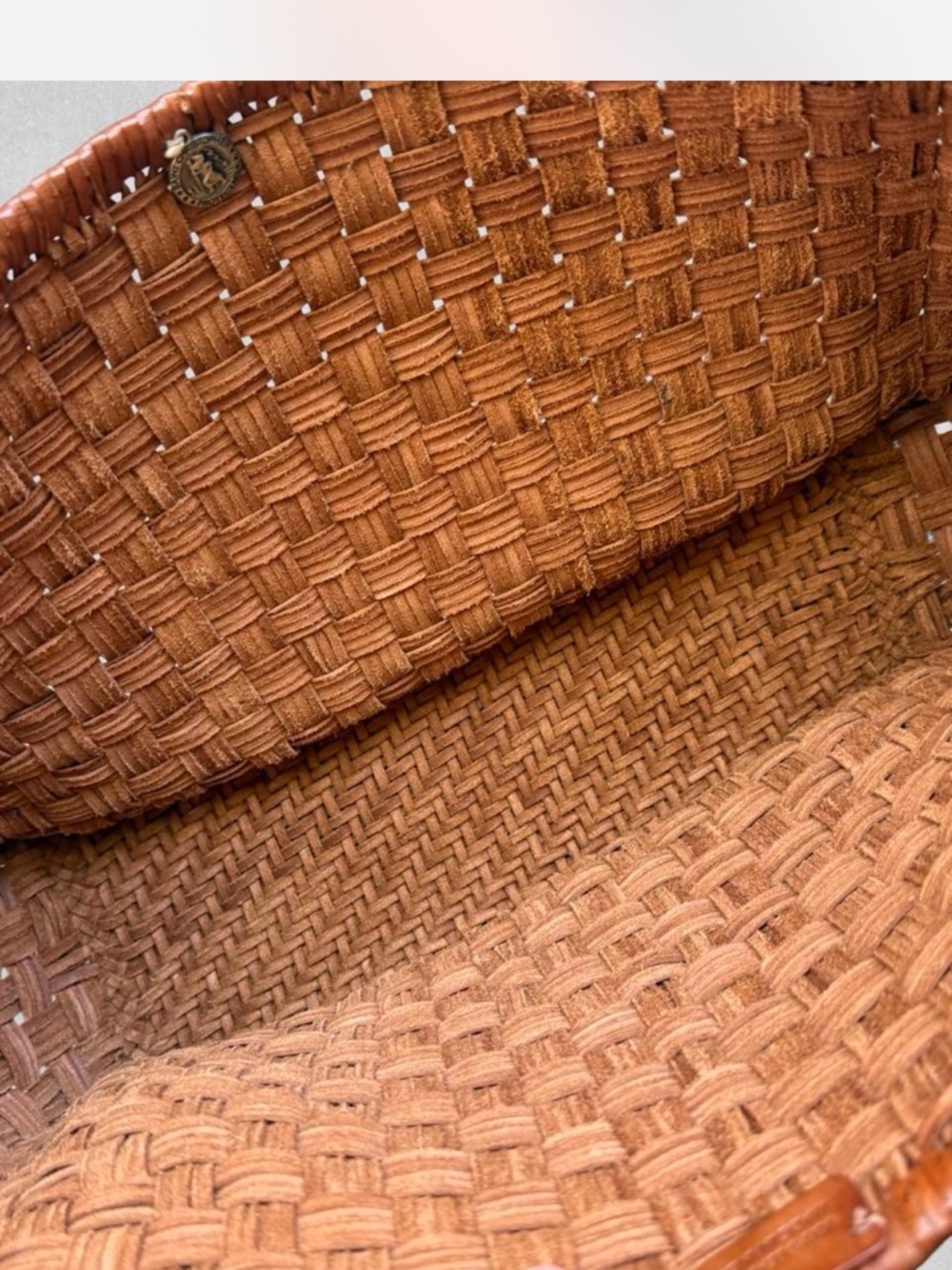 DRAGON DIFFUSION Woven Leather Tote Bag in Cognac Brown - Picture 6 of 6
